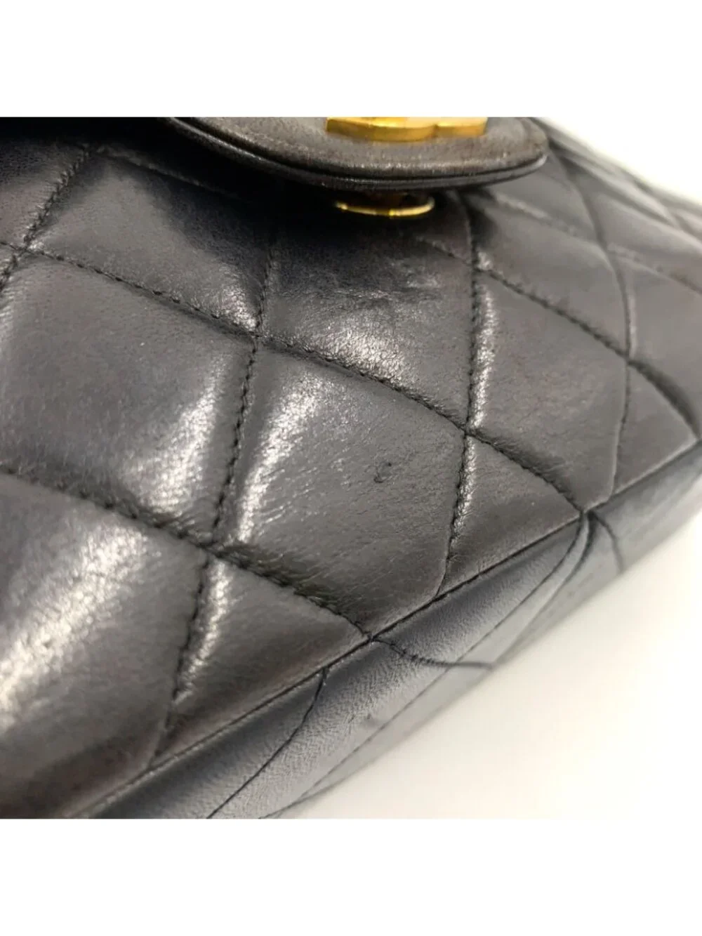 ★SOLD★ Chanel Double Face Quilted Lambskin Black Chain Shoulder Bag Silver - Picture 9 of 15